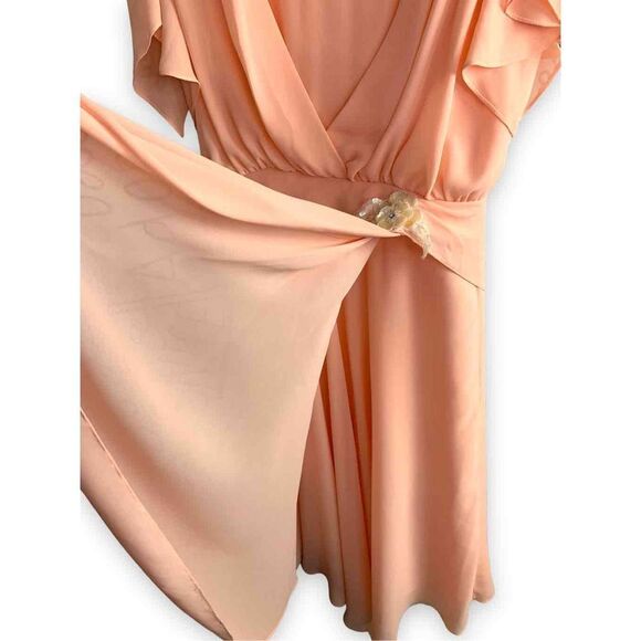 Late 70’s Early 80’s Midi Chiffon Flutter Dress - Picture 7 of 11